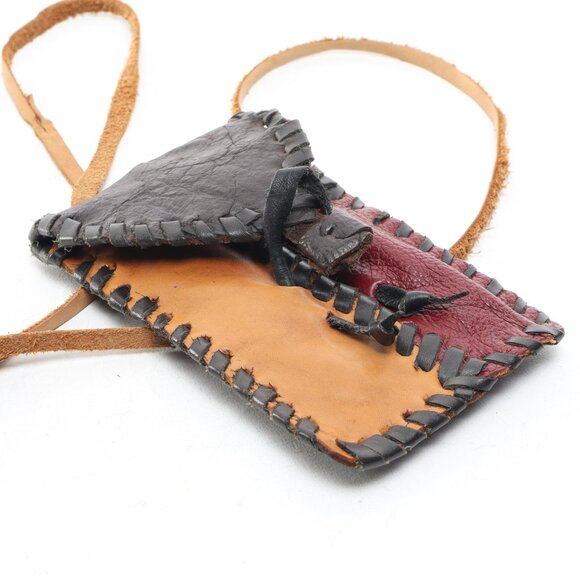 Hand Made Leather Phone Case Cash Card Mini Bag 7x4x1/2 Brown/Tan - Picture 8 of 12